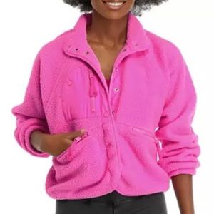 NWT Free People Hit The Slopes Fleece Jacket Magenta Minx Size L